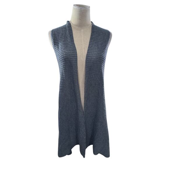 "EILEEN FISHER" Open Front Sleeveless Cardigan Vest 100% Wool Sweater Shawl Warm - Picture 1 of 9